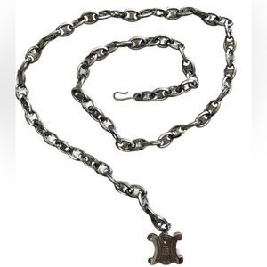 Celine Triomphe silver chain belt
